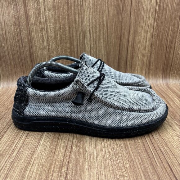 Hey Dude Wally Stretch Mens 11 Shoes Black Gray Slip On Dark Web Sneakers - Picture 1 of 8